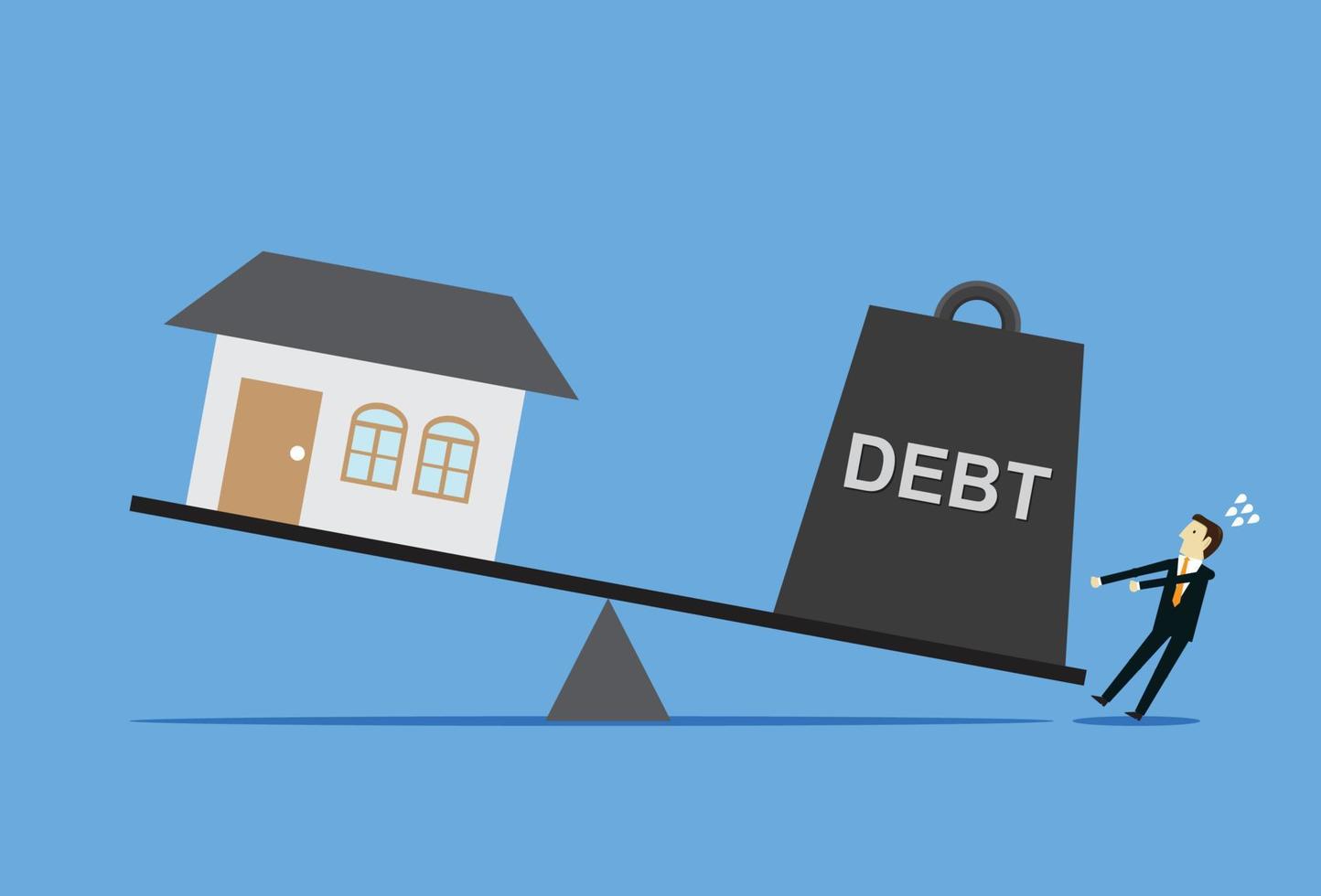 l'équilibre entre la maison et la dette vous tombe dessus vecteur
