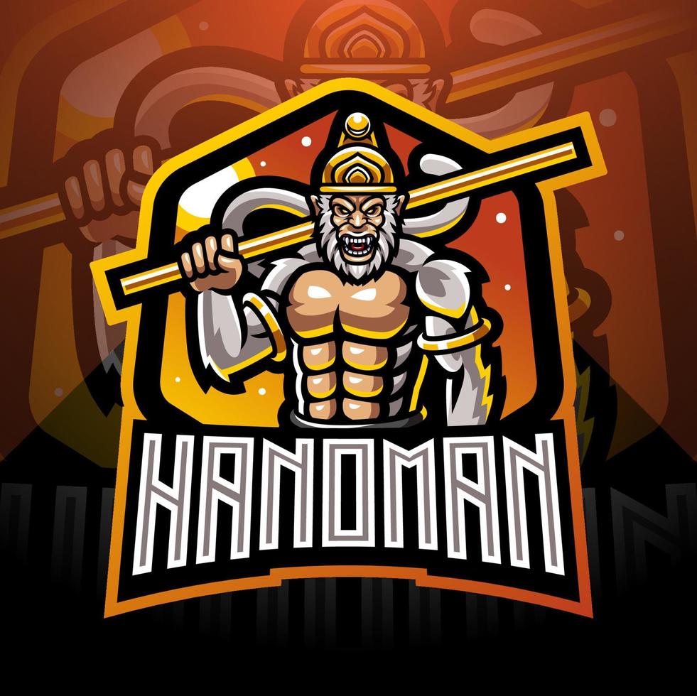 création de logo de mascotte hanoman esport vecteur