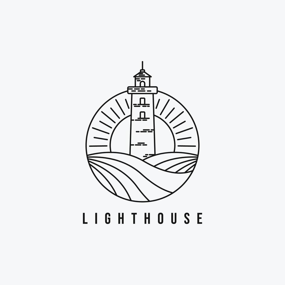 phare insigne dessin au trait logo contour design vecteur illustration vintage