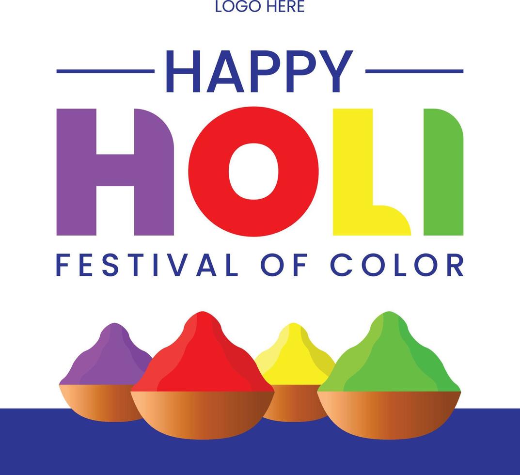 modèle de publication sur les médias sociaux happy holi festival vecteur