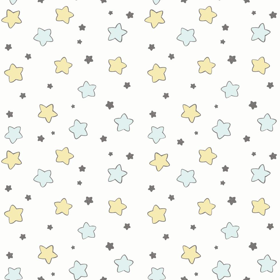 motif vectoriel étoiles dessinés à la main en bleu pastel. fond transparent de ciel nocturne. conception d'impression pour garçon baby shower ou crèche.