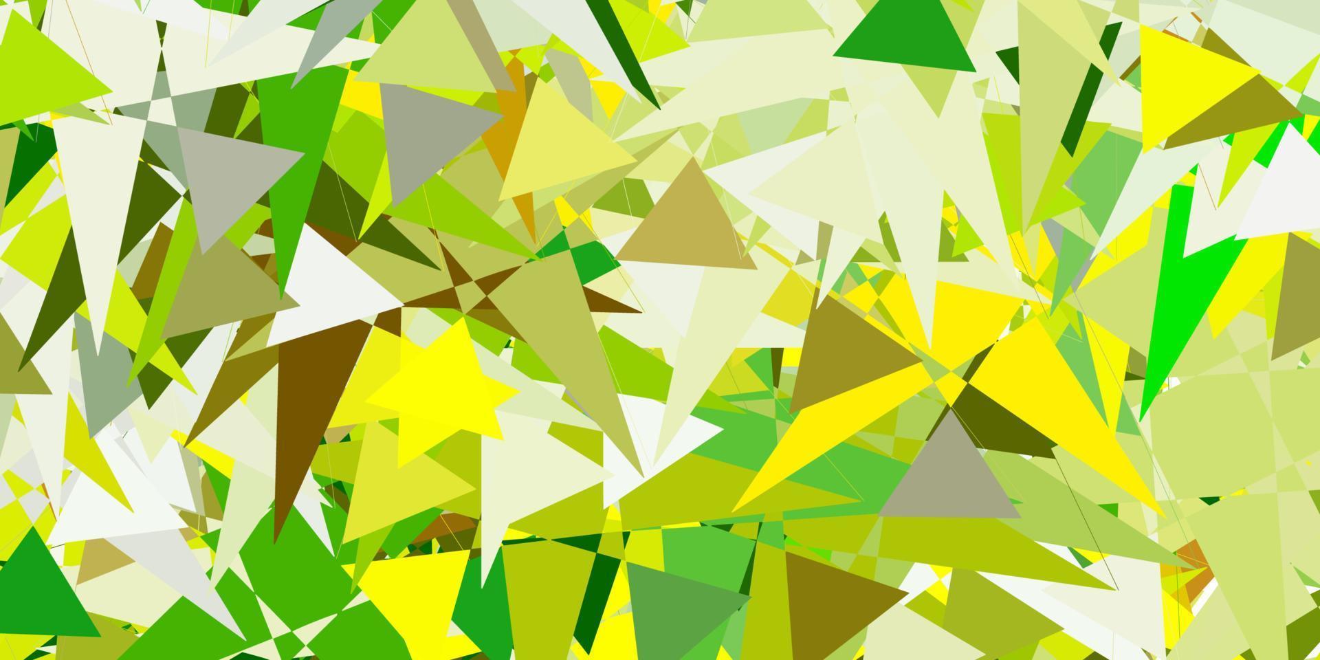 texture de vecteur vert clair, jaune avec des triangles aléatoires.