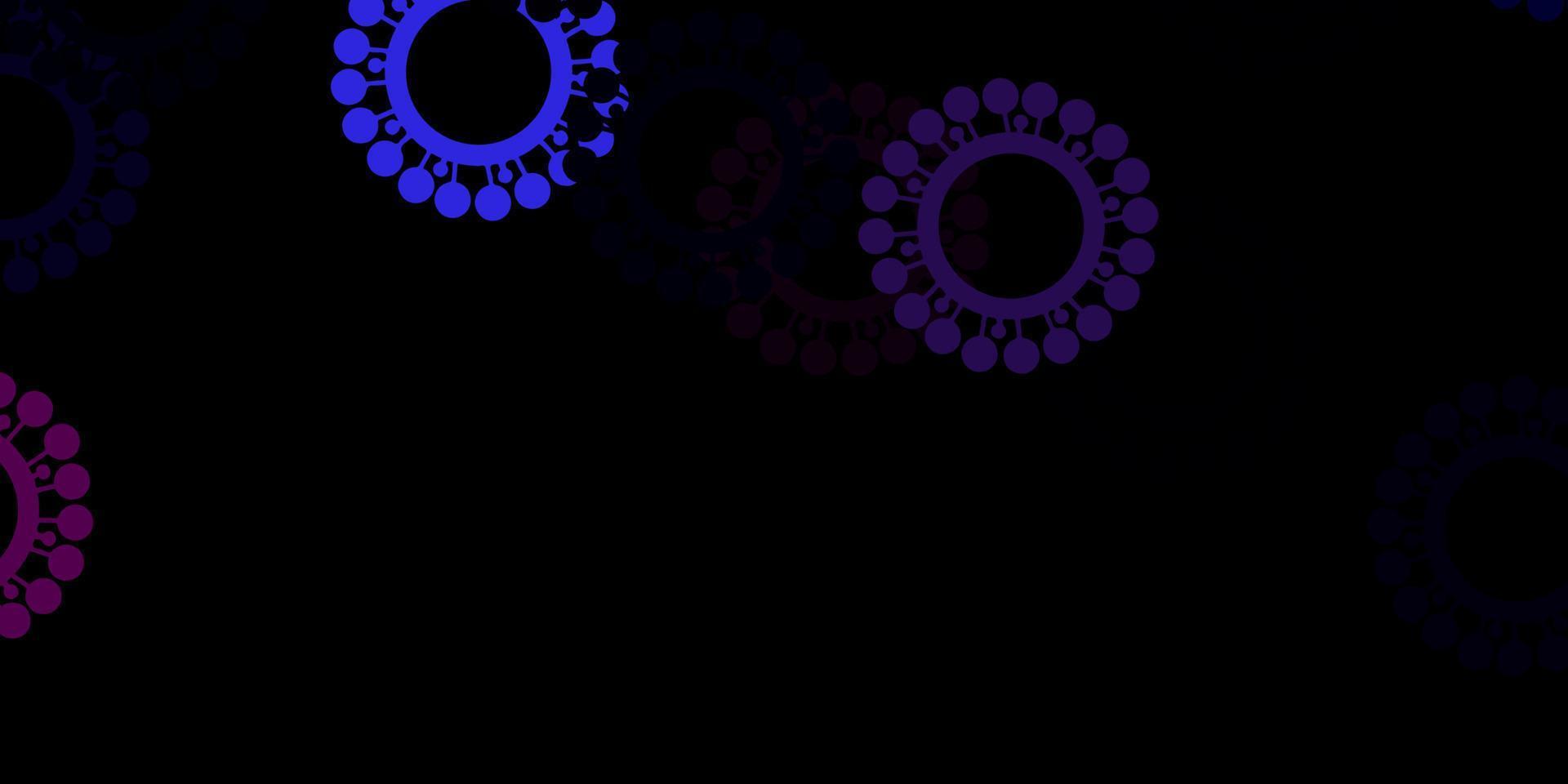 toile de fond de vecteur rose et bleu foncé avec des symboles de virus.
