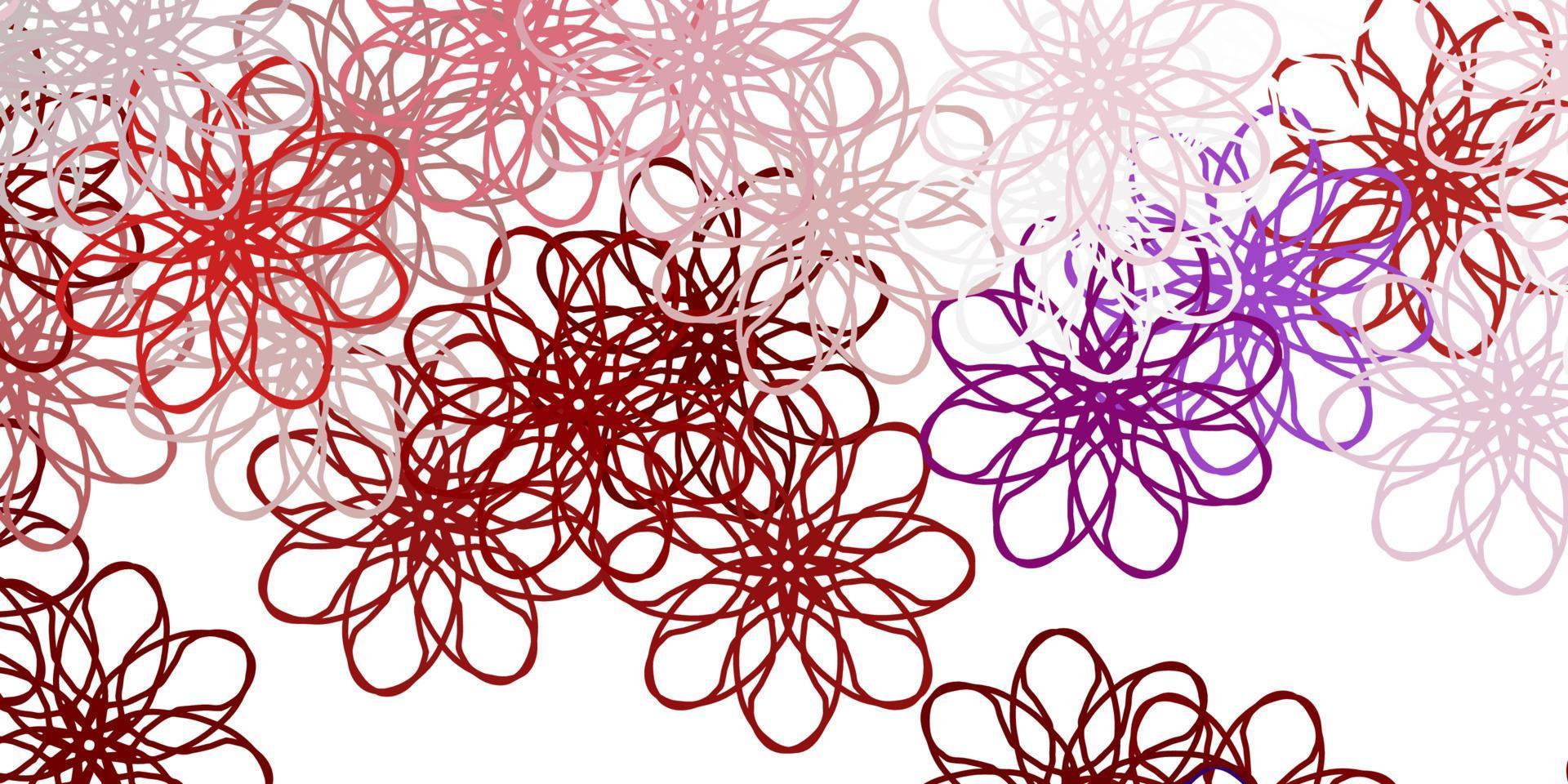 motif de doodle vecteur rose clair, rouge avec des fleurs.