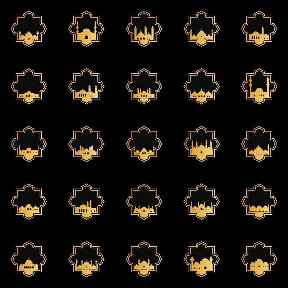 ensemble d'illustration d'ornement de mosquée vecteur