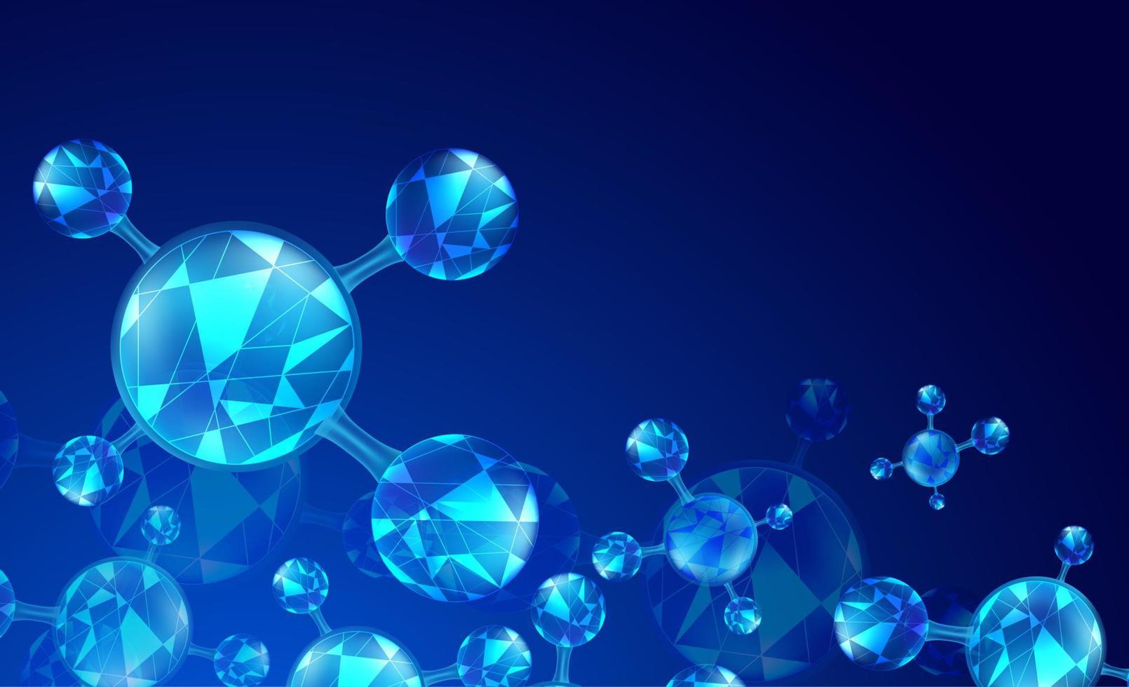 formation scientifique abstraite avec des éléments de molécules. fond bleu dégradé avec molécule d'adn pour les concepts médicaux, scientifiques et technologiques. illustration vectorielle vecteur