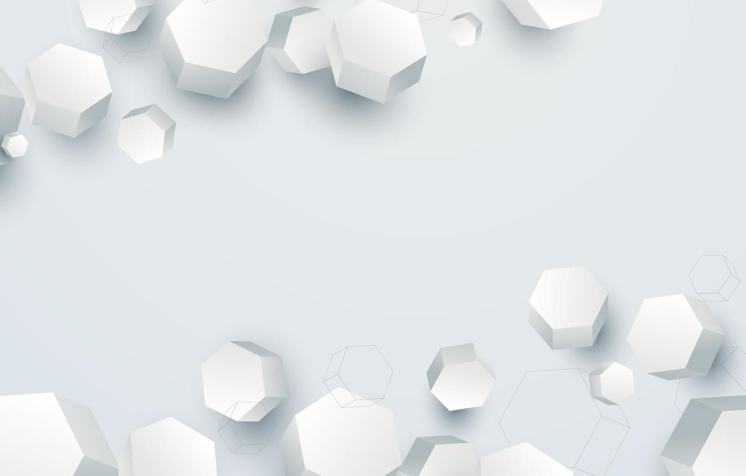 Éléments de forme hexagonale géométrique blanche 3d. conception d'arrière-plan propre minimale pour les entreprises technologiques. illustration vectorielle vecteur