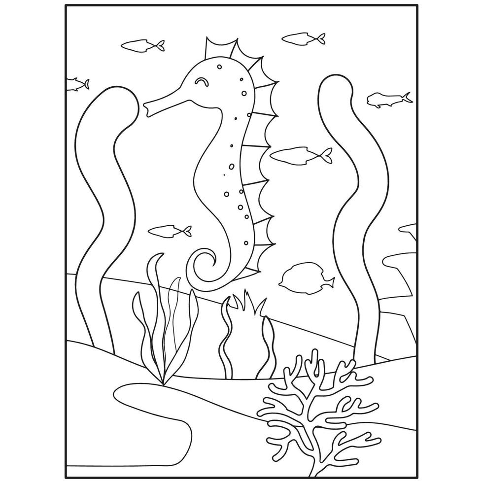 coloriages d'animaux de l'océan pour les enfants vecteur