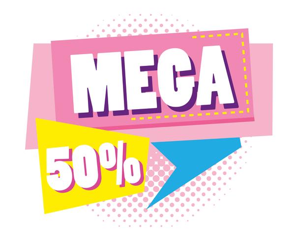 Mega soldes rabais affiche style Memphis vecteur