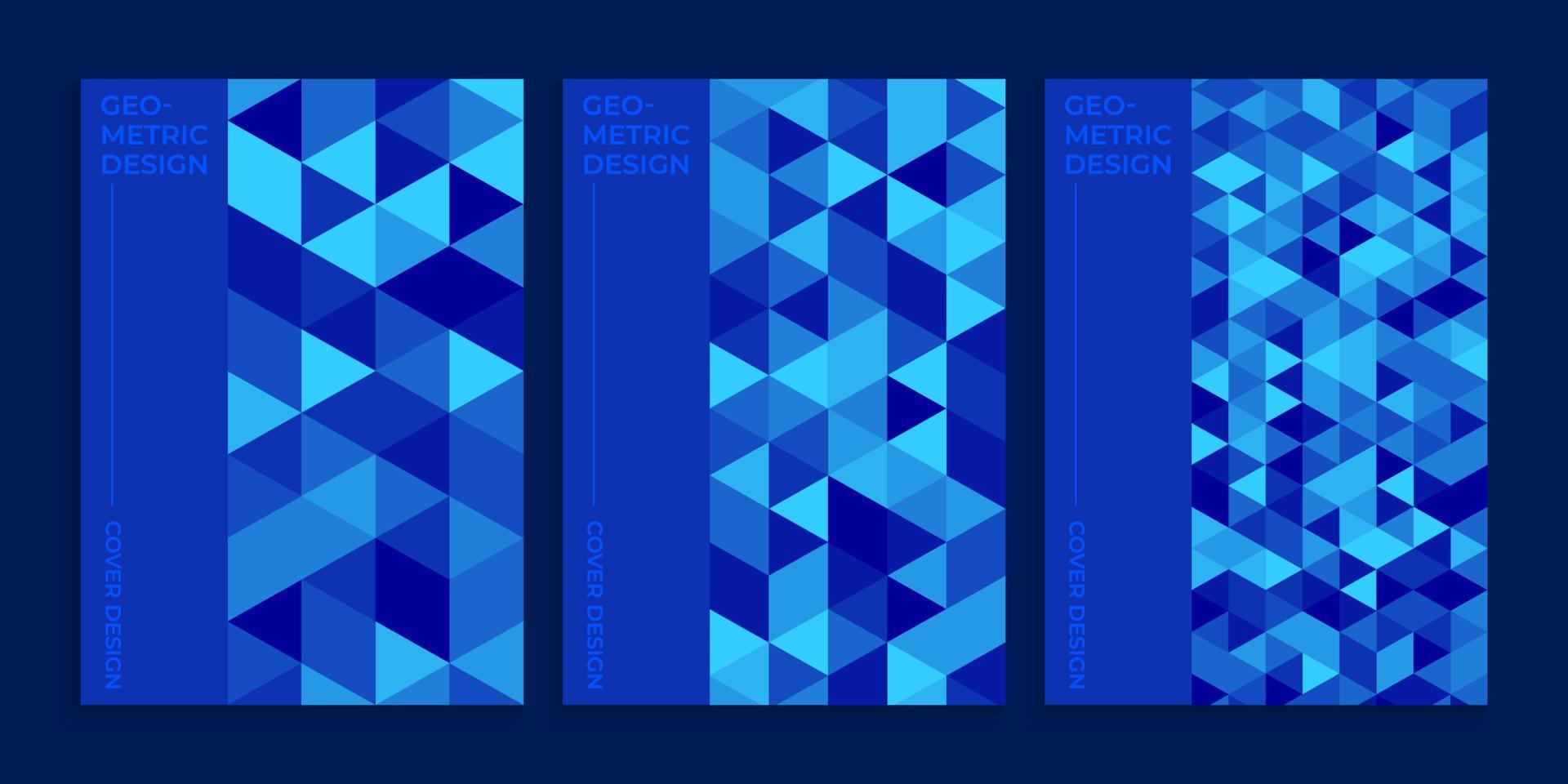 couverture de livre bleue avec un design géométrique, ensemble de conception de couverture bleue minimale vecteur