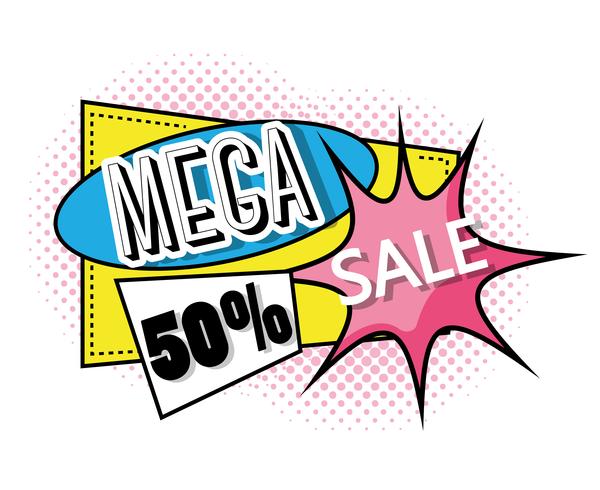 Mega vente pop art affiche vecteur