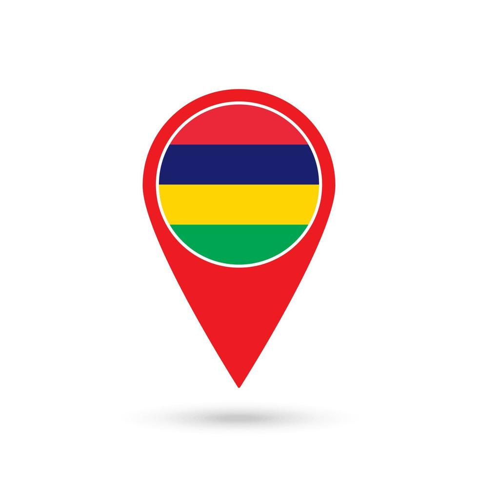 pointeur de carte avec pays maurice. drapeau mauricien. illustration vectorielle. vecteur