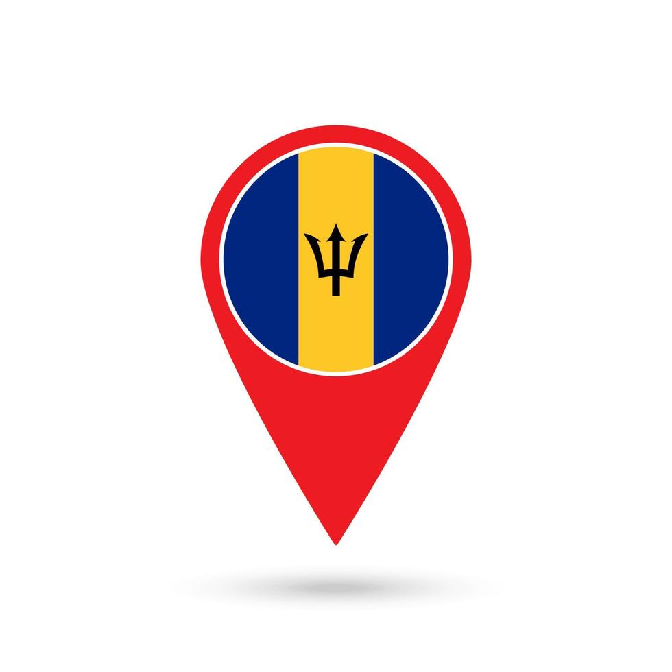 pointeur de carte avec contry barbade. drapeau de la barbade. illustration vectorielle. vecteur