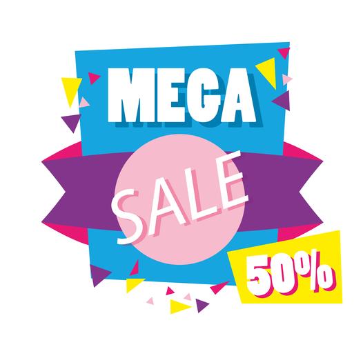 Mega soldes rabais affiche style Memphis vecteur