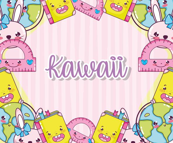 Kawaii dessins animés mignons vecteur