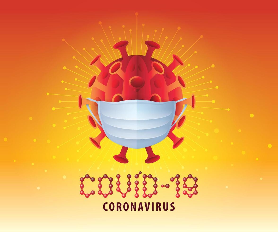 coronavirus covid 19 avec masque médical. vecteur de signe abstrait covid-19 du virus corona.