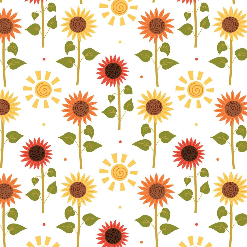 doodle motif tournesols vecteur