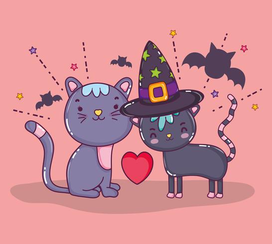 Dessins animés chat Halloween vecteur