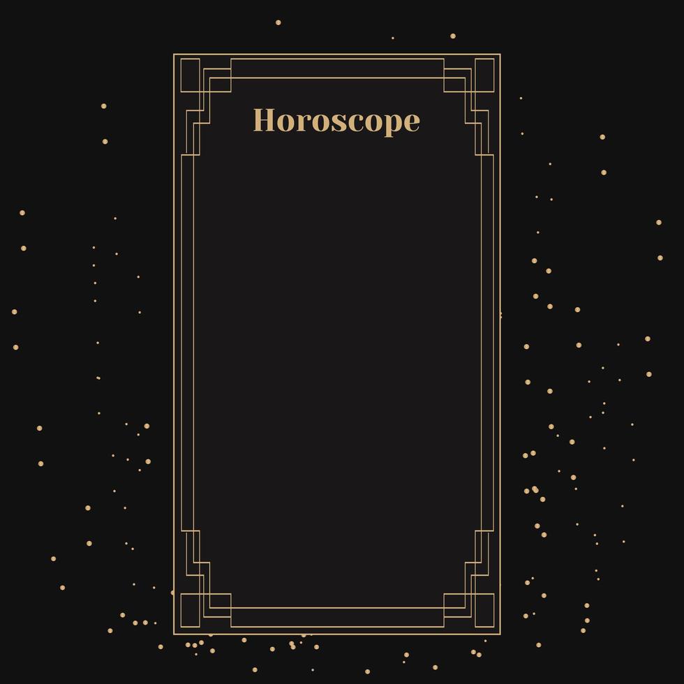 modèle pour un horoscope. une affiche élégante pour un horoscope ésotérique du zodiaque pour un logo ou une affiche, sur fond noir avec des étoiles vecteur