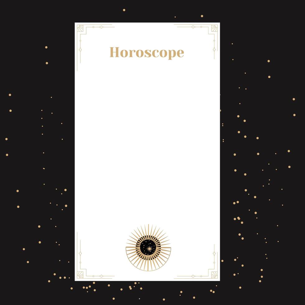 modèle pour un horoscope. une affiche élégante pour un horoscope ésotérique du zodiaque pour un logo ou une affiche, sur fond noir avec des étoiles vecteur