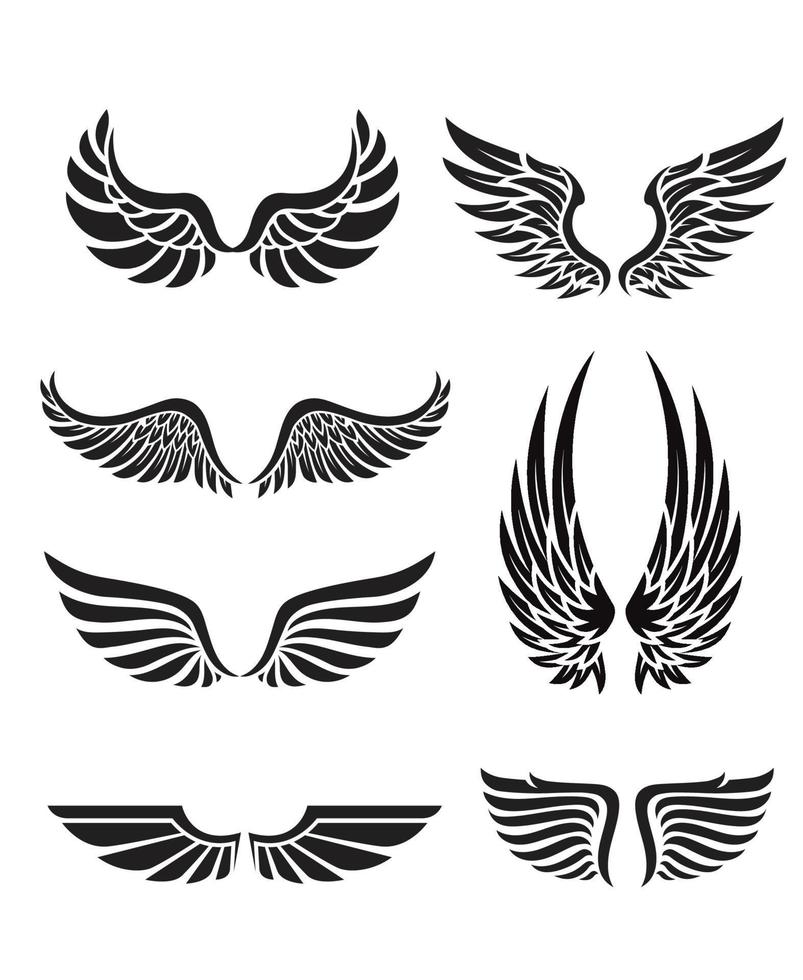 collection d'emblèmes d'ailes de silhouette vecteur