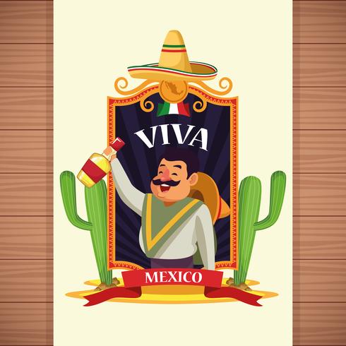 Dessins animés Viva mexico vecteur