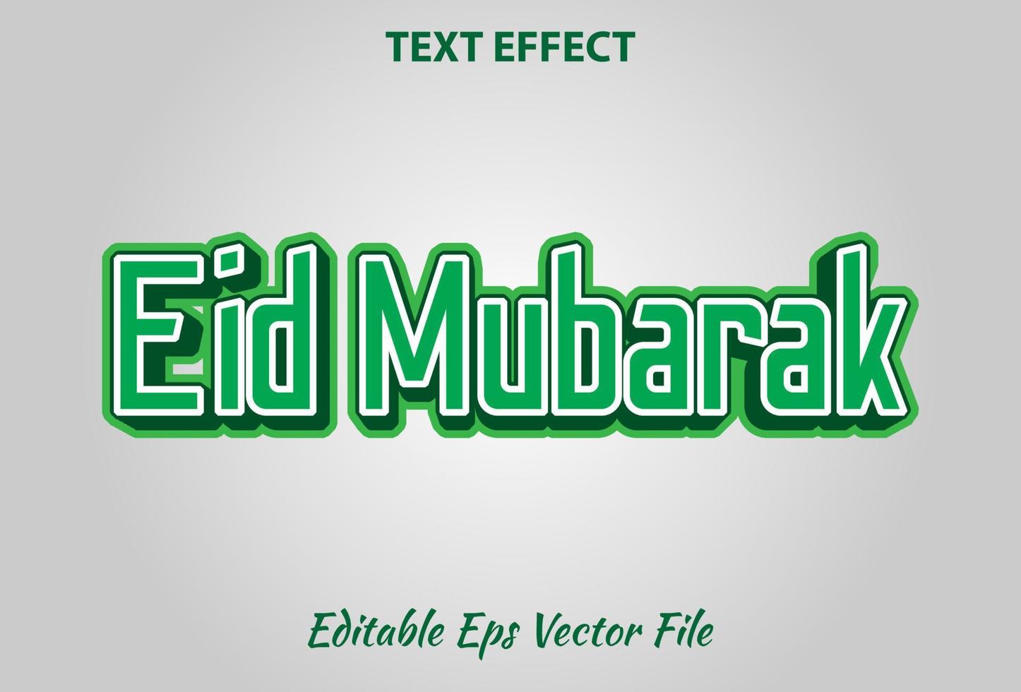 effet de texte eid mubarak couleur verte et blanche modifiable. vecteur