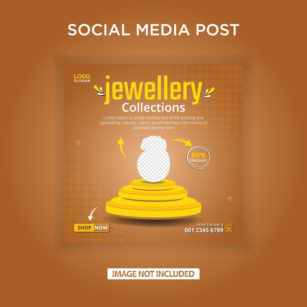 bannière et publication de bijoux sur les réseaux sociaux vecteur