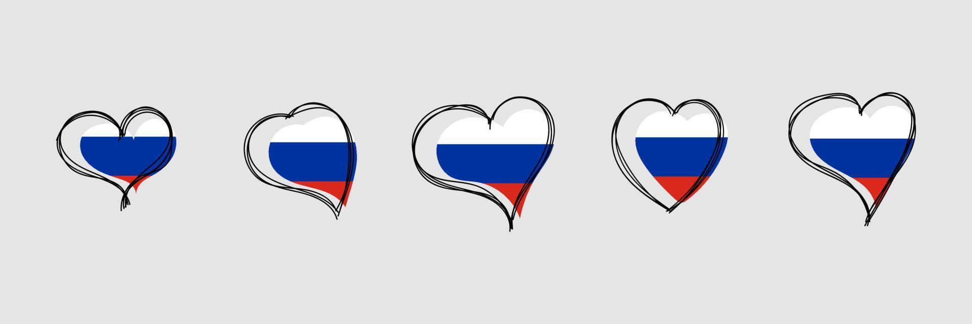 drapeau de la russie en forme de coeur. symbole national de la russie. illustration vectorielle vecteur