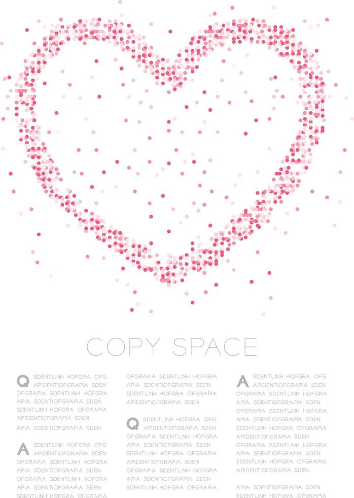 icône de coeur cercle géométrique abstrait motif de pixels de points, illustration de couleur rose de conception de concept de saint valentin sur fond blanc avec espace de copie, vecteur eps 10