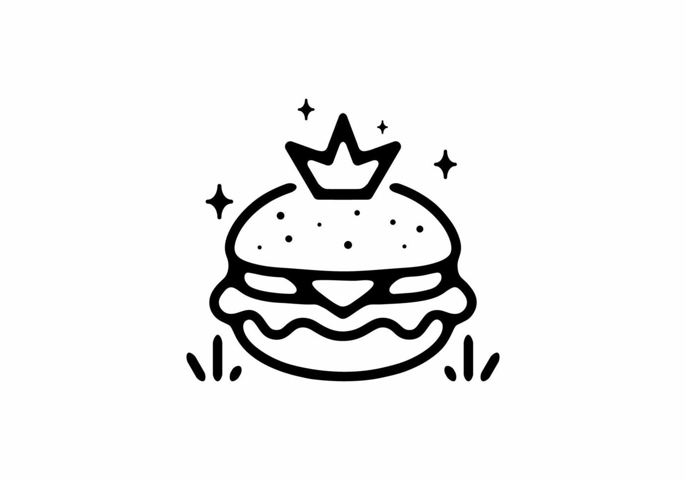 burger avec illustration de dessin au trait couronne vecteur