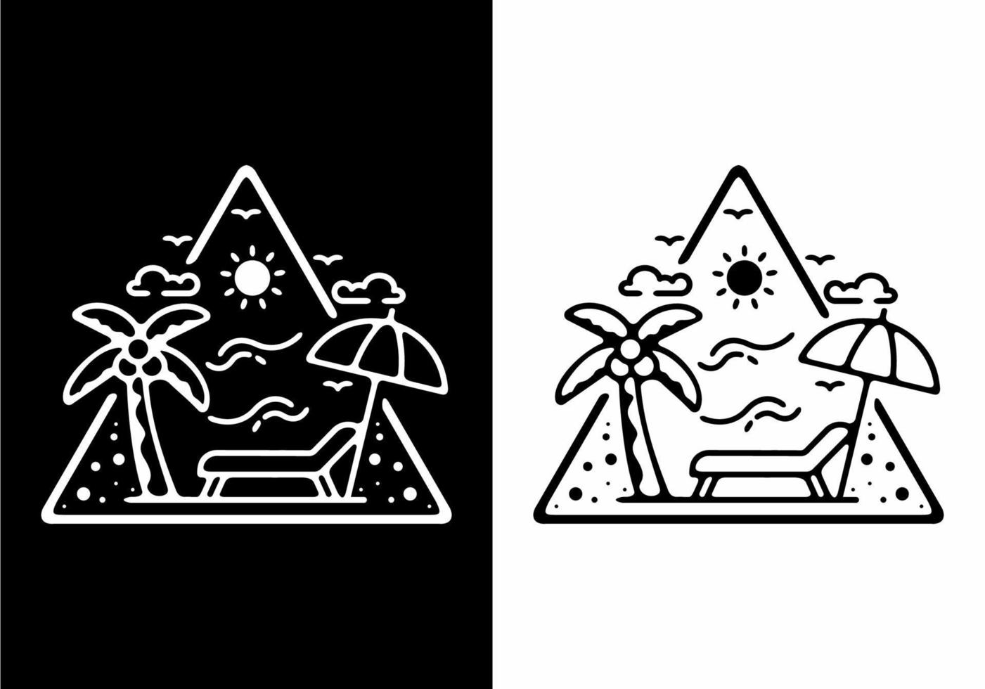 illustration d'art en ligne noir et blanc de plage en forme de triangle vecteur