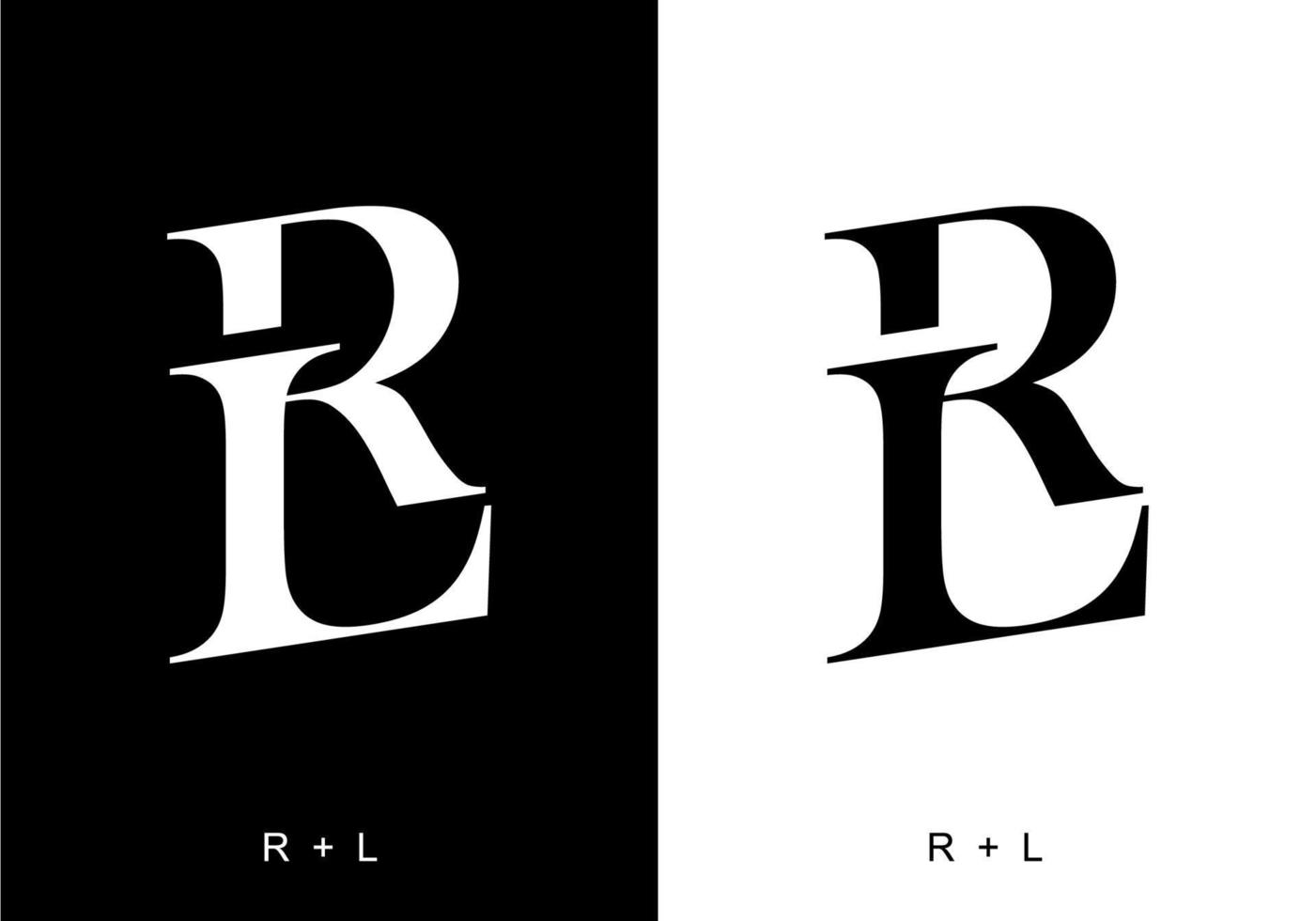 couleur noir et blanc de la lettre initiale rl vecteur