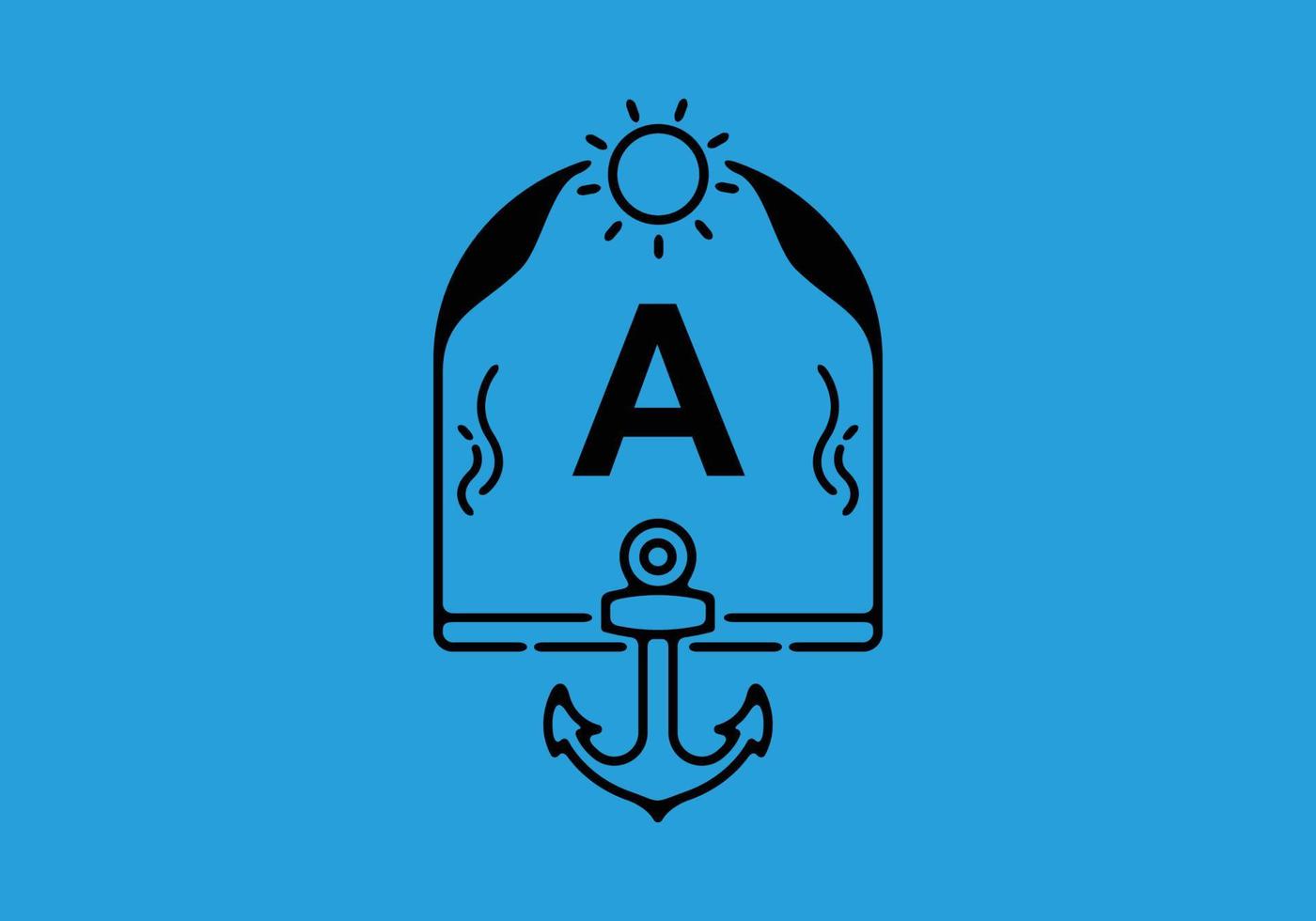 illustration d'art en ligne noire d'une lettre initiale dans le cadre d'ancrage vecteur