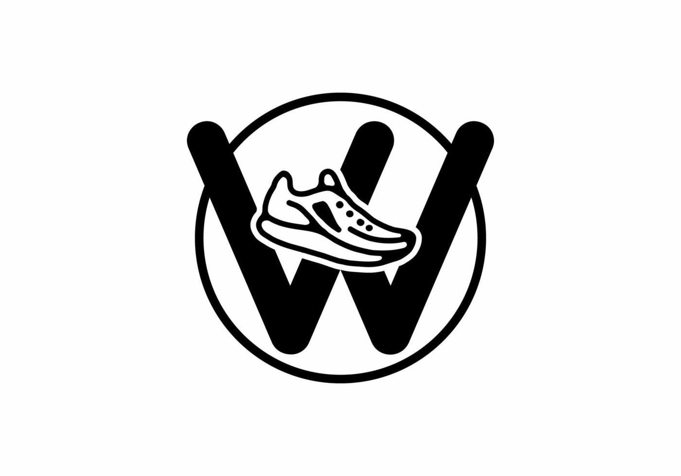 lettre initiale w noire avec des chaussures en cercle vecteur