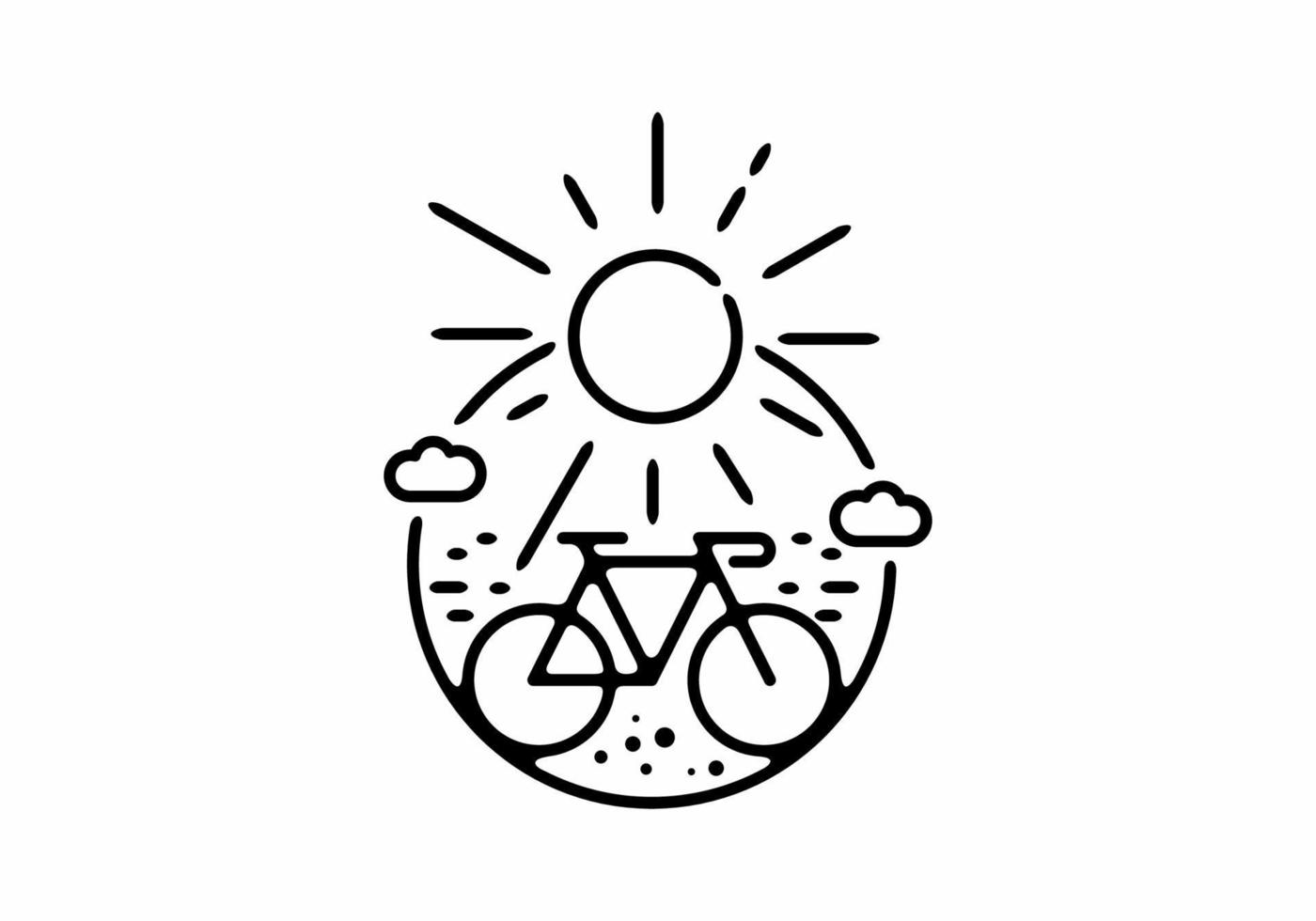 illustration de dessin au trait noir de vélo en forme de cercle vecteur