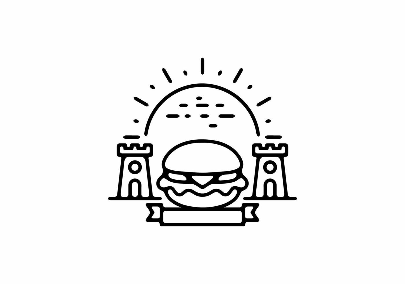 illustration de dessin au trait noir du royaume du burger vecteur