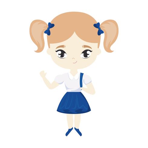 personnage d&#39;avatar mignon petite fille étudiante vecteur