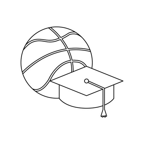 graduation chapeau avec ballon de basket vecteur