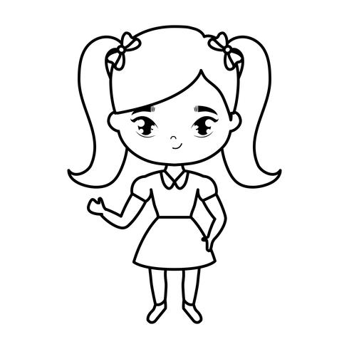 personnage d&#39;avatar mignon petite fille étudiante vecteur