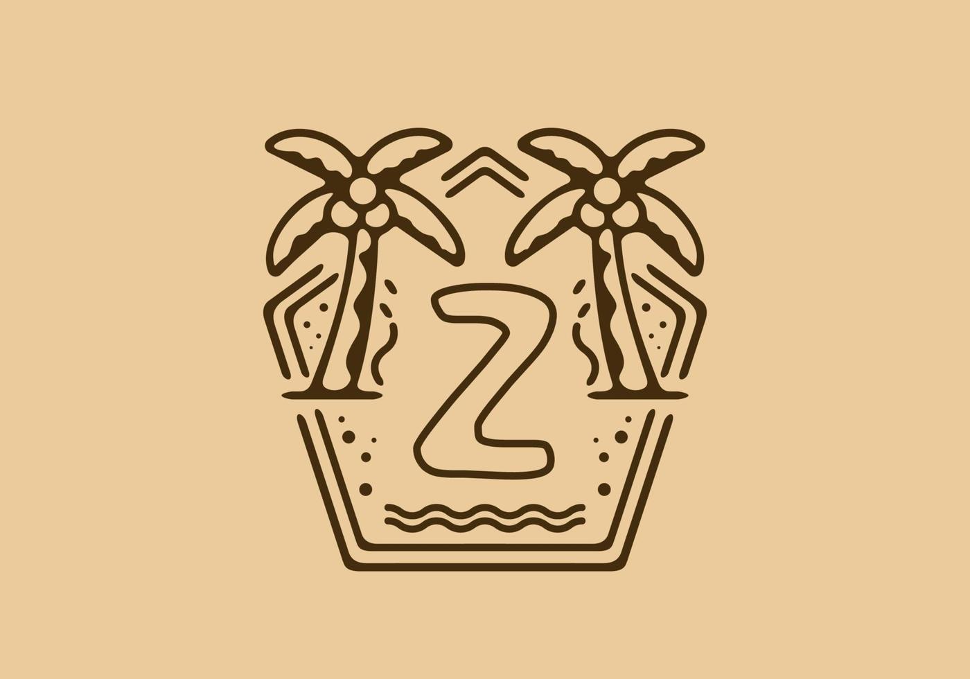 couleur marron clair et foncé du nom initial z dans le cadre du thème de la plage vecteur