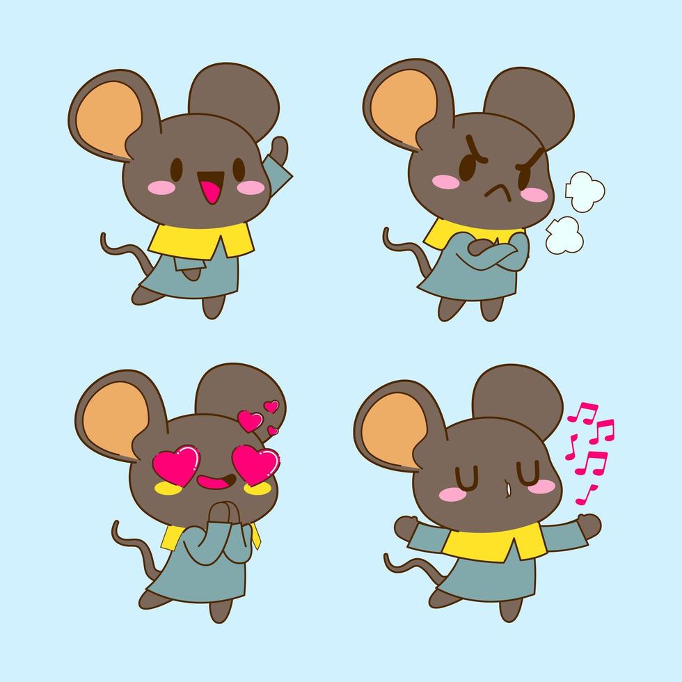 mignon petit dessin animé de souris, autocollant de souris vecteur