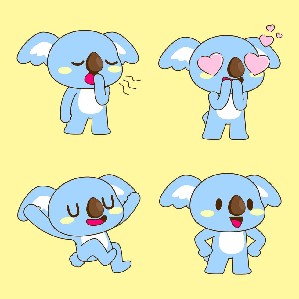 mignon petit dessin animé de koala, autocollant de koala vecteur