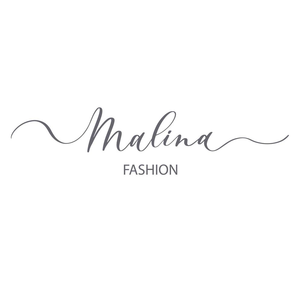 malina - modèle de logo de calligraphie framboise pour bijouterie, pâtisserie, cuisine, vêtements, mode, etc. conception de vecteur de baies, illustration de fruits en ligne.