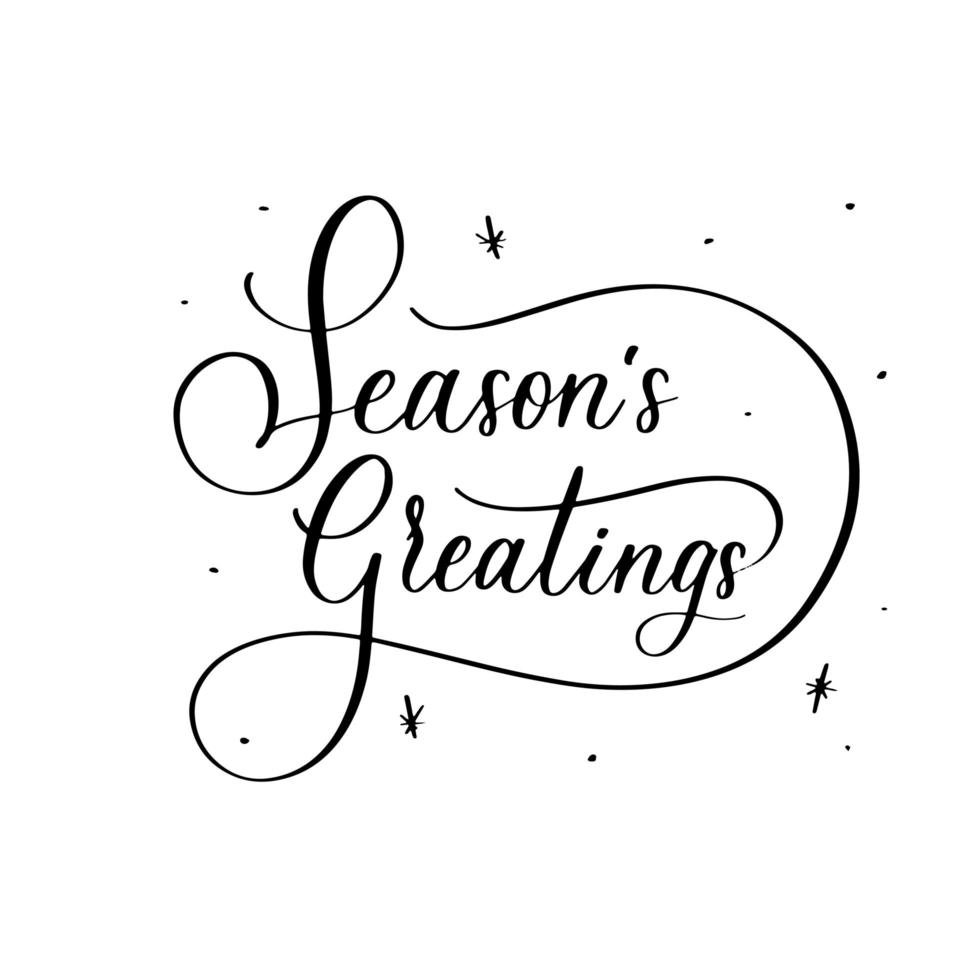 salutations de la saison - inscription de lettrage à la main de noël de vacances. vecteur