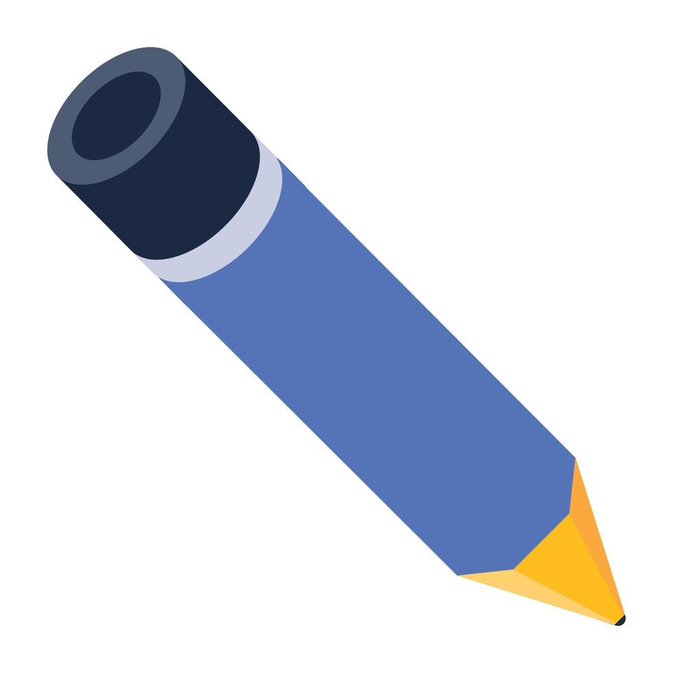 icône de style isométrique crayon, outil d'écriture vecteur