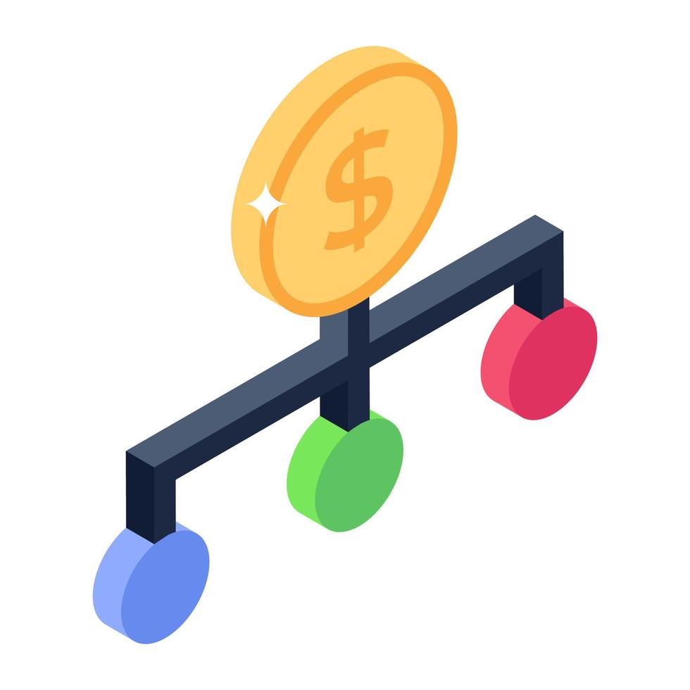 réseau financier connecté avec des nœuds, icône de réseau d'argent vecteur