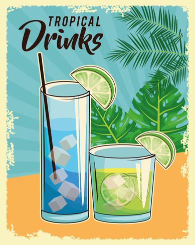 affiche cocktail tropical vecteur