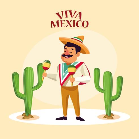 Dessins animés Viva mexico vecteur