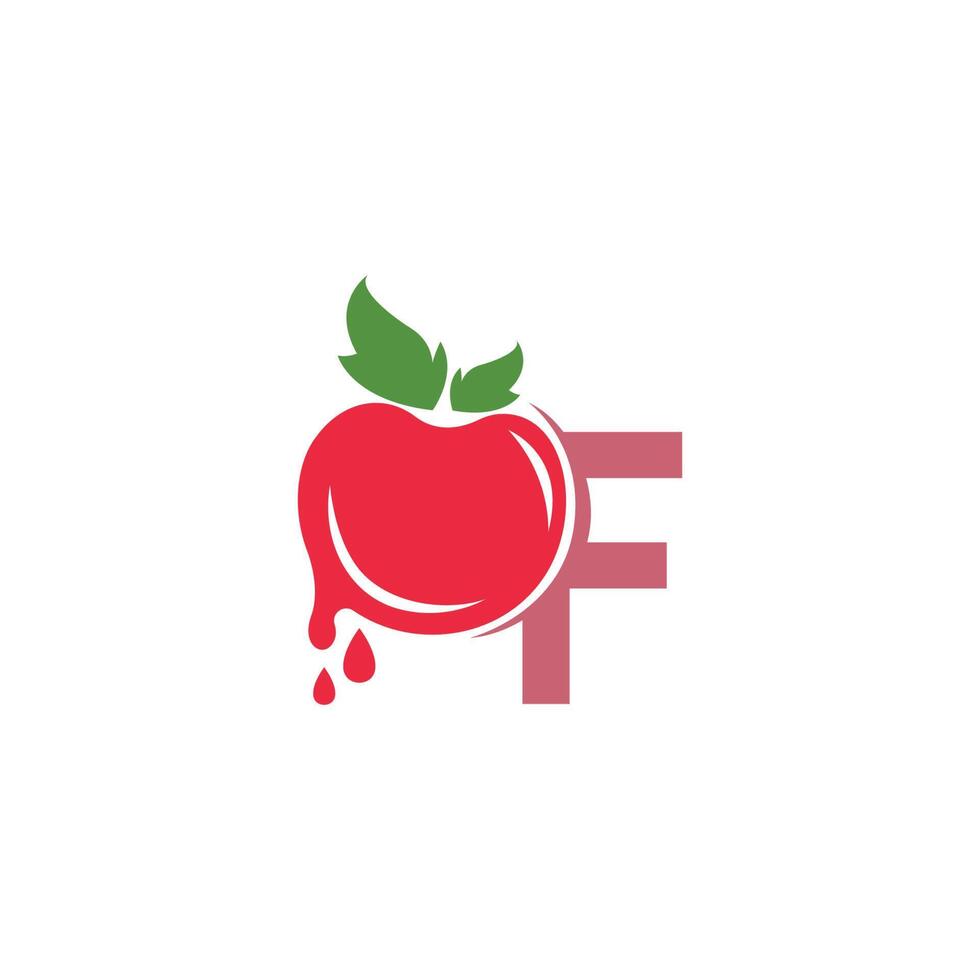 lettre f avec illustration de modèle de conception de logo icône tomate vecteur